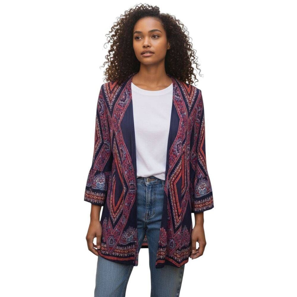 XHILARATION NAVY & RED KIMONO SZ.M/L EUC